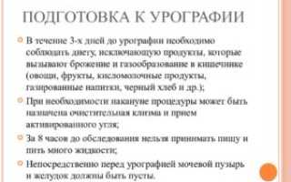 Диета при подготовке к урографии почек